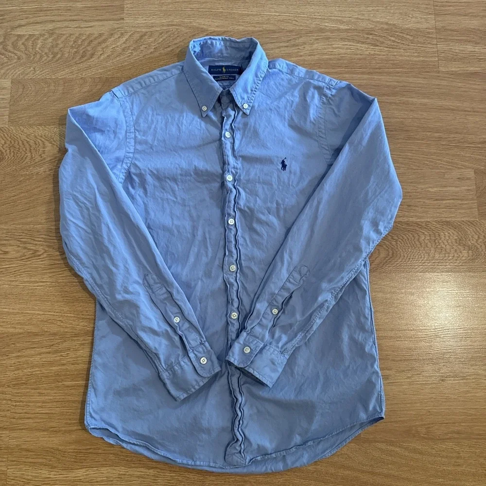 Polo Ralph Lauren Classic Fit Featherweight Twill Shirt Men's Small Blue Preppy